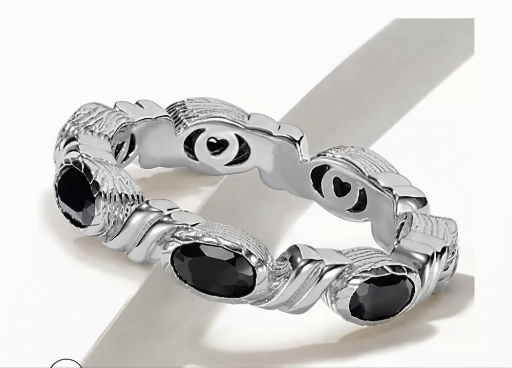 Sterling Silver Ring Size 7 Black Spinel Oval Bezel Set Band christian james